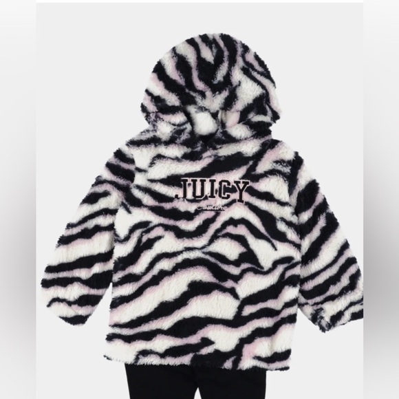 Juicy Couture Zebra Print Sherpa Hoodie - Picture 1 of 7